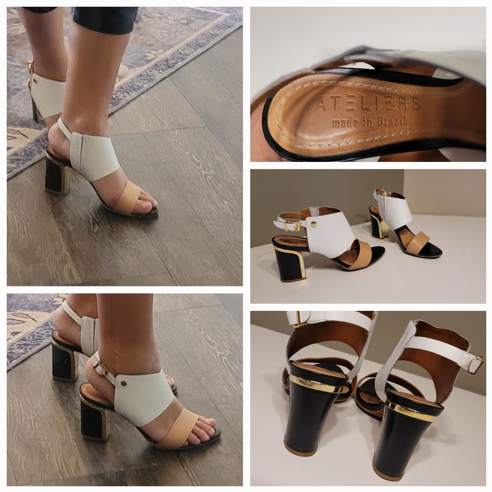 Beatiful Genuine Leather Sandals / Heels,  Size 38, Made In Brazil